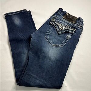 Miss Me Blue Skinny Jeans with Faded Effect